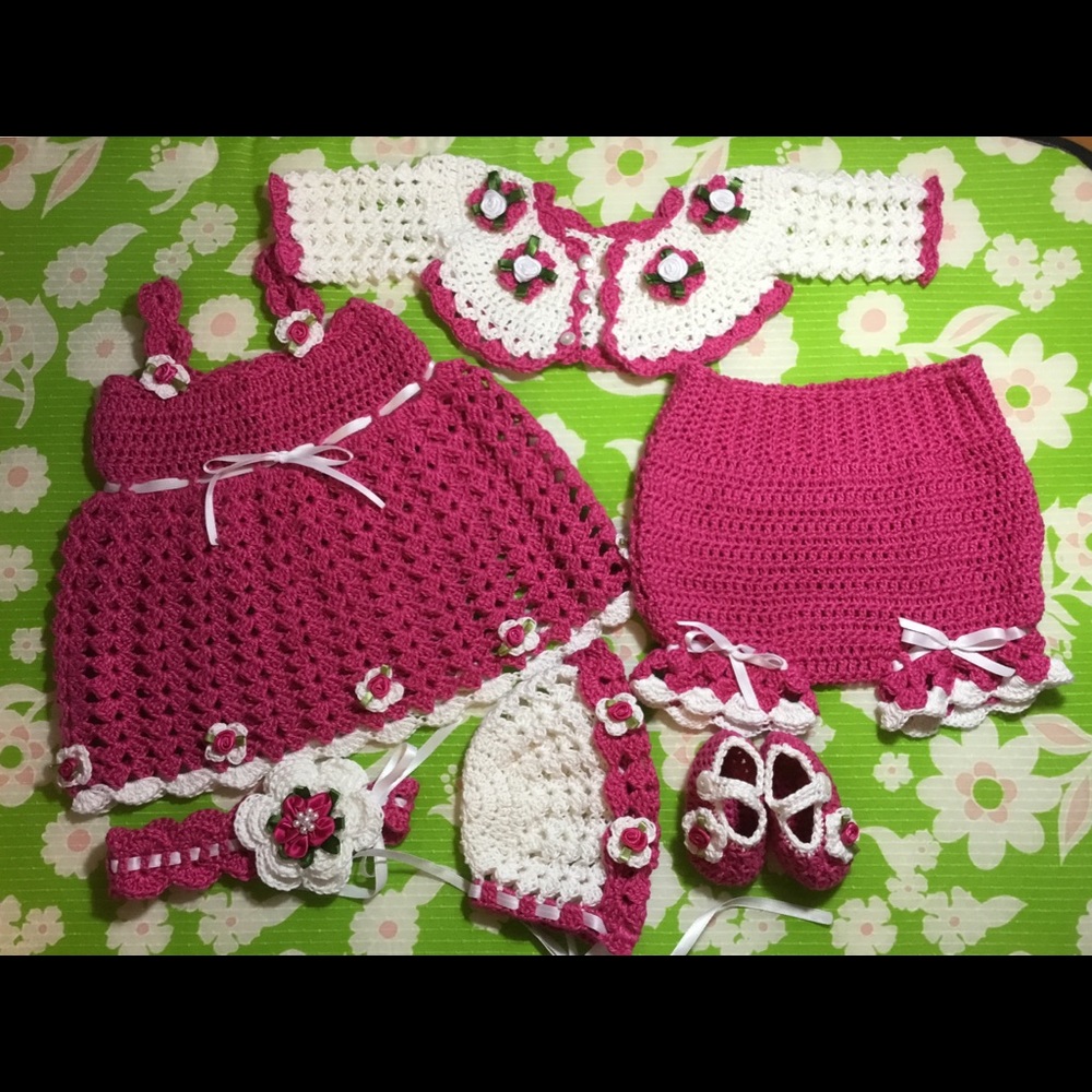 6 Piece Crochet Baby set